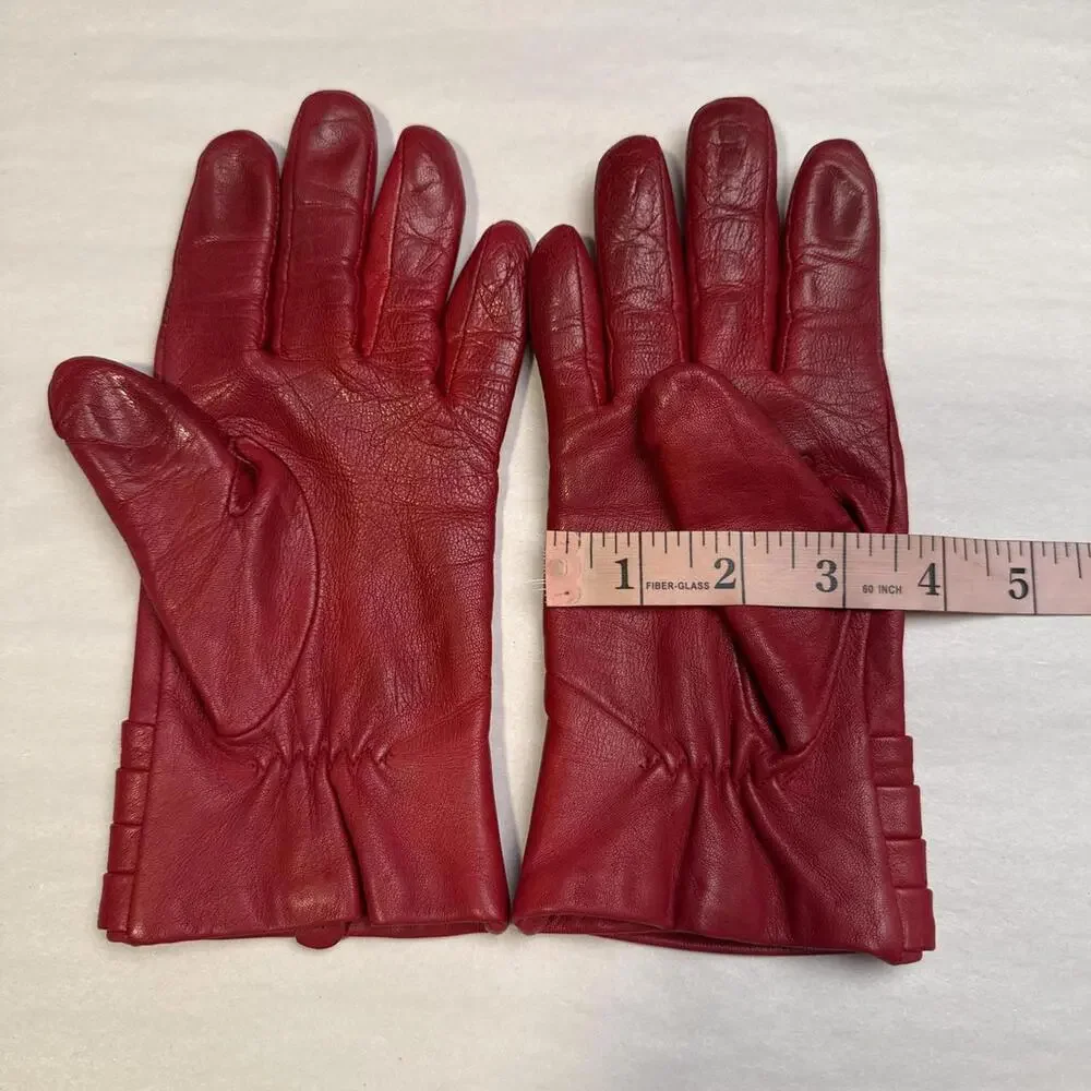 Vintage Echo Cherry Red‎ Genuine Leather Gloves size M